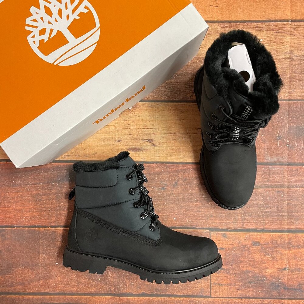 Timberland Women's Premium Puffer 6 In Warm Lined Black Nubuck Waterproof Boots